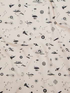 Stretch Cotton Sateen – White Flying Machines and Outer Space – Future That Awaits Us Print – Mood Exclusive Crow Collection Stretch Cotton Sateen – White Flying Machines and Outer Space – Future That Awaits Us Print – Mood Exclusive Crow Collection