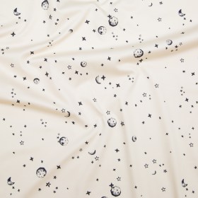 Stretch Cotton Sateen – White Stars and Moons – Garde Chasse Print – Mood Exclusive Crow Collection Stretch Cotton Sateen – White Stars and Moons – Garde Chasse Print – Mood Exclusive Crow Collection
