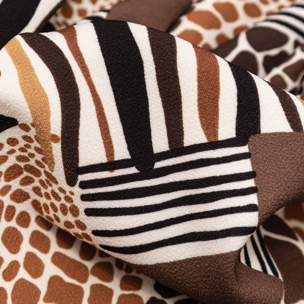 Stretch Polyester Crepe – Animal Print Patchwork – Untamed Textures Print – Mood Exclusive Serengeti Collection Stretch Polyester Crepe – Animal Print Patchwork – Untamed Textures Print – Mood Exclusive Serengeti Collection