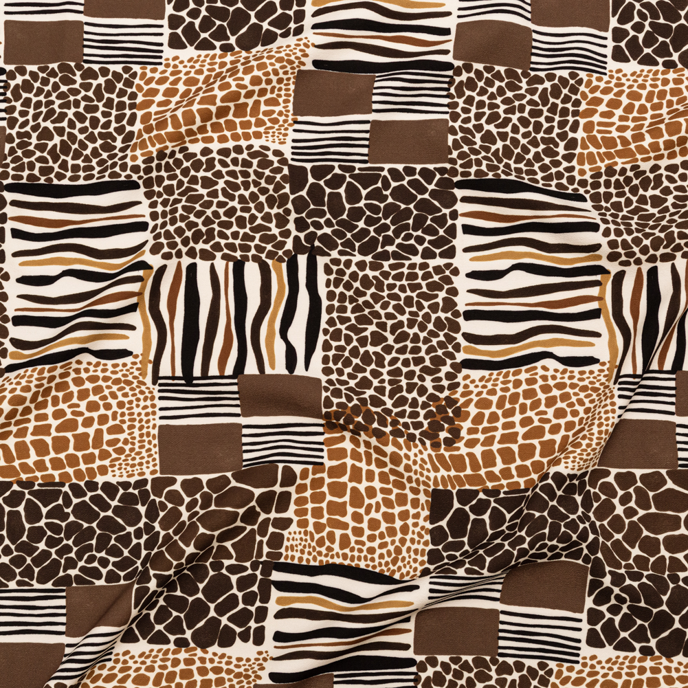 Stretch Polyester Crepe – Animal Print Patchwork – Untamed Textures Print – Mood Exclusive Serengeti Collection Stretch Polyester Crepe – Animal Print Patchwork – Untamed Textures Print – Mood Exclusive Serengeti Collection