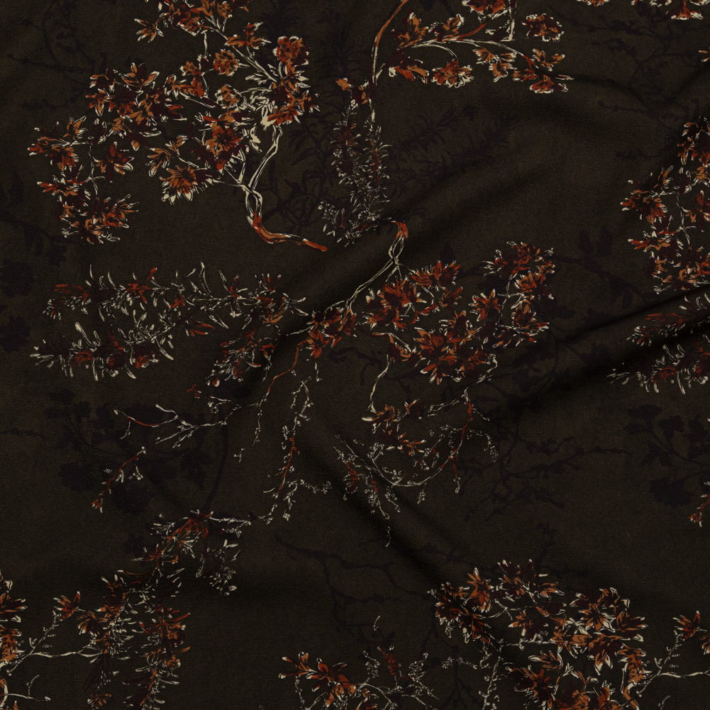Stretch Polyester Crepe – Brown and Red Trees – Gloomy Garden Print – Mood Exclusive Serengeti Collection Stretch Polyester Crepe – Brown and Red Trees – Gloomy Garden Print – Mood Exclusive Serengeti Collection