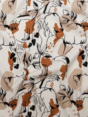 Stretch Polyester Crepe – White Figure Lines – Contoured Personage Print – Mood Exclusive Serengeti Collection Stretch Polyester Crepe – White Figure Lines – Contoured Personage Print – Mood Exclusive Serengeti Collection