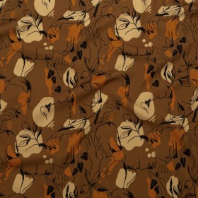 Stretch Polyester Crepe – Brown Figure Lines – Contoured Personage Print – Mood Exclusive Serengeti Collection Stretch Polyester Crepe – Brown Figure Lines – Contoured Personage Print – Mood Exclusive Serengeti Collection