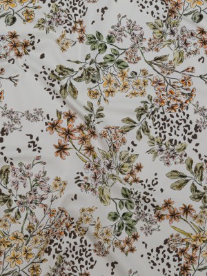 Stretch Cotton Sateen – White Floral – Blossoms Adrift Print – Mood Exclusive Serengeti Collection Stretch Cotton Sateen – White Floral – Blossoms Adrift Print – Mood Exclusive Serengeti Collection