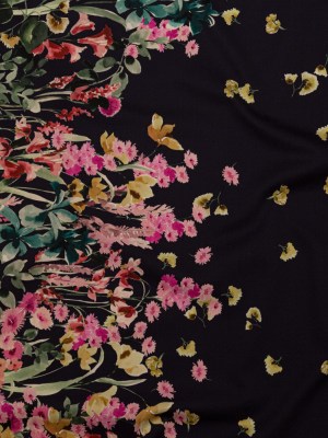 Stretch Cotton Sateen – Navy Floral Border – Blooming Upwards Print – Mood Exclusive Serengeti Collection Stretch Cotton Sateen – Navy Floral Border – Blooming Upwards Print – Mood Exclusive Serengeti Collection