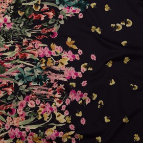 Stretch Cotton Sateen – Navy Floral Border – Blooming Upwards Print – Mood Exclusive Serengeti Collection Stretch Cotton Sateen – Navy Floral Border – Blooming Upwards Print – Mood Exclusive Serengeti Collection