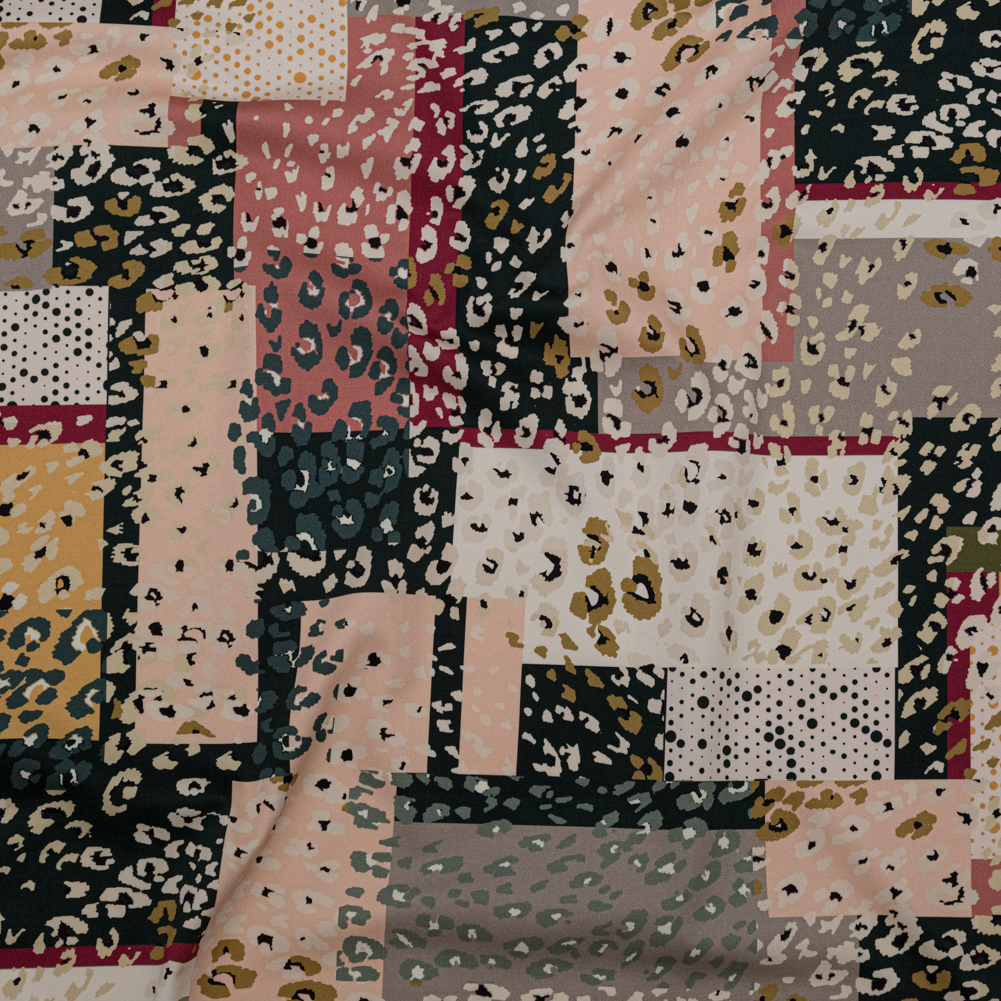 Stretch Cotton Sateen – Pink and Black Spotted Patchwork – Dissonant Disposition Print – Mood Exclusive Serengeti Collection Stretch Cotton Sateen – Pink and Black Spotted Patchwork – Dissonant Disposition Print – Mood Exclusive Serengeti Collection