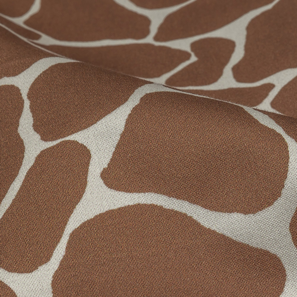 Stretch Cotton Sateen – Brown Giraffe Spots – Amorphous Amalgamation Print – Mood Exclusive Serengeti Collection Stretch Cotton Sateen – Brown Giraffe Spots – Amorphous Amalgamation Print – Mood Exclusive Serengeti Collection
