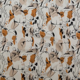 Stretch Cotton Sateen – White Figure Lines – Contoured Personage Print – Mood Exclusive Serengeti Collection Stretch Cotton Sateen – White Figure Lines – Contoured Personage Print – Mood Exclusive Serengeti Collection