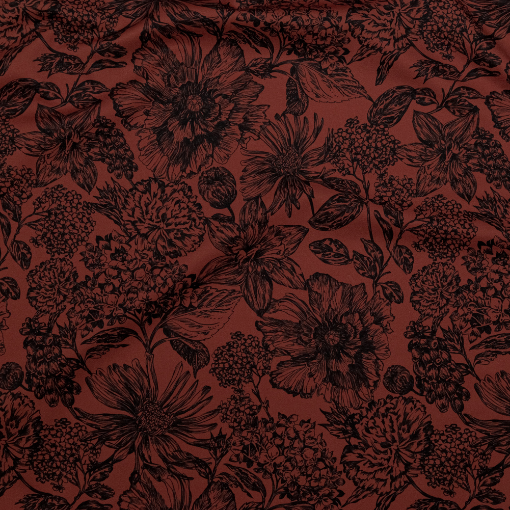 Stretch Cotton Sateen – Brown and Black Floral – Ephemeral Flora Print – Mood Exclusive Serengeti Collection Stretch Cotton Sateen – Brown and Black Floral – Ephemeral Flora Print – Mood Exclusive Serengeti Collection