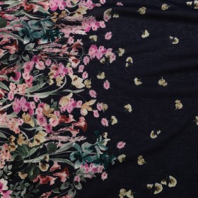 Cotton Voile – Navy Floral Border – Blooming Upwards Print – Mood Exclusive Serengeti Collection Cotton Voile – Navy Floral Border – Blooming Upwards Print – Mood Exclusive Serengeti Collection