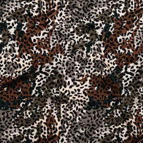 Stretch Cotton Sateen – Green and Brown Animal Spots – Guerrilla Safari Print – Mood Exclusive Serengeti Collection Stretch Cotton Sateen – Green and Brown Animal Spots – Guerrilla Safari Print – Mood Exclusive Serengeti Collection