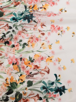 Cotton Voile – White Floral Border – Blooming Upwards Print – Mood Exclusive Serengeti Collection Cotton Voile – White Floral Border – Blooming Upwards Print – Mood Exclusive Serengeti Collection