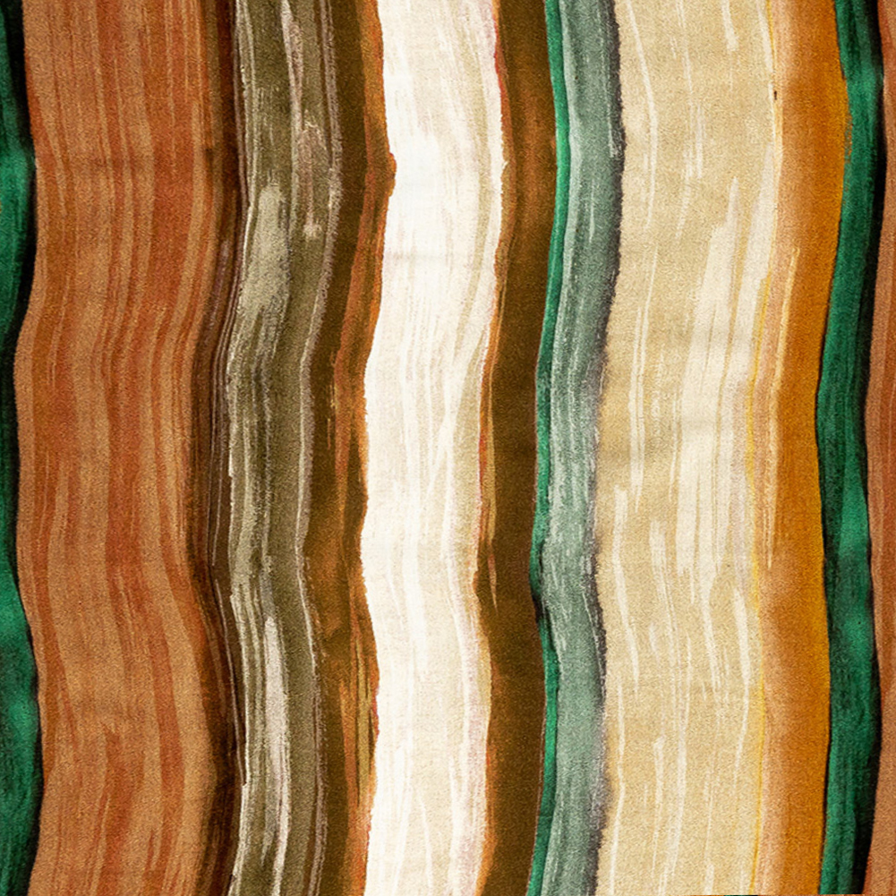 Rayon Challis – Orange and Teal Painted Stripes – Nilotic Wasteland Print – Mood Exclusive Tumunyana Collection Rayon Challis – Orange and Teal Painted Stripes – Nilotic Wasteland Print – Mood Exclusive Tumunyana Collection