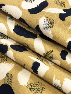 Stretch Cotton Sateen – Yellow, Navy and White Brushstrokes – Nebulous Amalgam Print – Mood Exclusive Tumunyana Collection Stretch Cotton Sateen – Yellow, Navy and White Brushstrokes – Nebulous Amalgam Print – Mood Exclusive Tumunyana Collection