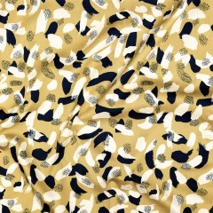 Stretch Cotton Sateen – Yellow, Navy and White Brushstrokes – Nebulous Amalgam Print – Mood Exclusive Tumunyana Collection Stretch Cotton Sateen – Yellow, Navy and White Brushstrokes – Nebulous Amalgam Print – Mood Exclusive Tumunyana Collection