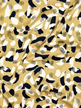 Stretch Cotton Sateen – Yellow, Navy and White Brushstrokes – Nebulous Amalgam Print – Mood Exclusive Tumunyana Collection Stretch Cotton Sateen – Yellow, Navy and White Brushstrokes – Nebulous Amalgam Print – Mood Exclusive Tumunyana Collection