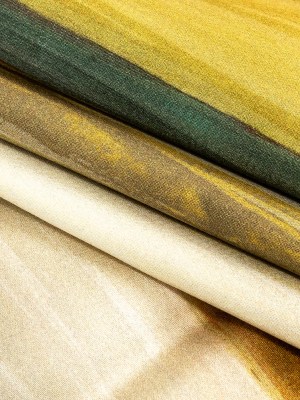 Stretch Cotton Sateen – Yellow and Royal Blue Painted Stripes – Nilotic Wasteland Print – Mood Exclusive Tumunyana Collection Stretch Cotton Sateen – Yellow and Royal Blue Painted Stripes – Nilotic Wasteland Print – Mood Exclusive Tumunyana Collection