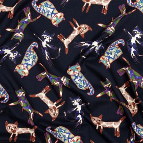 Cotton Voile – Colorful Cats on Black – Fatuous Felines Print – Mood Exclusive Tumunyana Collection Cotton Voile – Colorful Cats on Black – Fatuous Felines Print – Mood Exclusive Tumunyana Collection