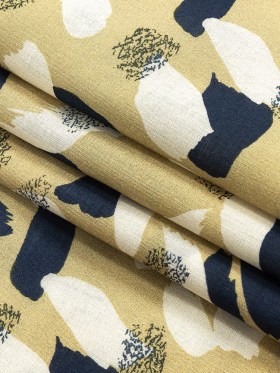 Cotton Voile – Yellow, Navy and White Brushstrokes – Nebulous Amalgam Print – Mood Exclusive Tumunyana Collection Cotton Voile – Yellow, Navy and White Brushstrokes – Nebulous Amalgam Print – Mood Exclusive Tumunyana Collection