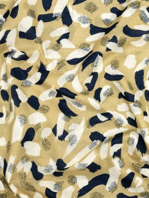Cotton Voile – Yellow, Navy and White Brushstrokes – Nebulous Amalgam Print – Mood Exclusive Tumunyana Collection Cotton Voile – Yellow, Navy and White Brushstrokes – Nebulous Amalgam Print – Mood Exclusive Tumunyana Collection
