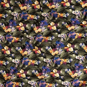 Linen and Rayon Woven – Green and Blue Tropical Floral – Virescent Vignette Print – Mood Exclusive Tumunyana Collection Linen and Rayon Woven – Green and Blue Tropical Floral – Virescent Vignette Print – Mood Exclusive Tumunyana Collection