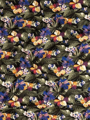 Linen and Rayon Woven – Green and Blue Tropical Floral – Virescent Vignette Print – Mood Exclusive Tumunyana Collection Linen and Rayon Woven – Green and Blue Tropical Floral – Virescent Vignette Print – Mood Exclusive Tumunyana Collection