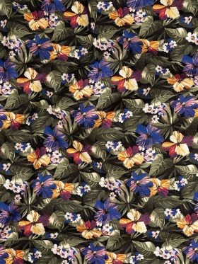 Linen and Rayon Woven – Green and Blue Tropical Floral – Virescent Vignette Print – Mood Exclusive Tumunyana Collection Linen and Rayon Woven – Green and Blue Tropical Floral – Virescent Vignette Print – Mood Exclusive Tumunyana Collection