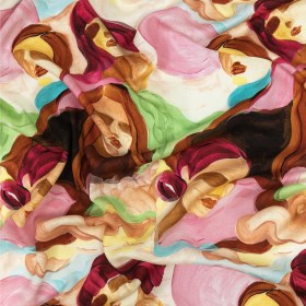 Rayon Challis – Rainbow Painterly Faces – Artemisia Print – Mood Exclusive Viso Collection Rayon Challis – Rainbow Painterly Faces – Artemisia Print – Mood Exclusive Viso Collection