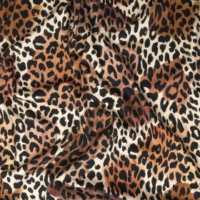 Stretch Cotton Sateen – Beige and Black Leopard Spots – Animato Print – Mood Exclusive Viso Collection Stretch Cotton Sateen – Beige and Black Leopard Spots – Animato Print – Mood Exclusive Viso Collection
