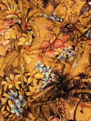 Rayon Challis – Gold and Pink Flamingoes and Flowers – Toscana Print – Mood Exclusive Viso Collection Rayon Challis – Gold and Pink Flamingoes and Flowers – Toscana Print – Mood Exclusive Viso Collection
