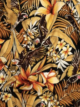 Rayon Challis – Black and Gold Floral – Chiaroscuro Print – Mood Exclusive Viso Collection Rayon Challis – Black and Gold Floral – Chiaroscuro Print – Mood Exclusive Viso Collection