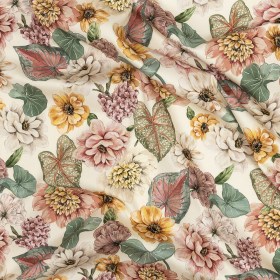 Stretch Cotton Sateen – Soft Pink and Green Floral – Botticelli Print – Mood Exclusive Viso Collection Stretch Cotton Sateen – Soft Pink and Green Floral – Botticelli Print – Mood Exclusive Viso Collection