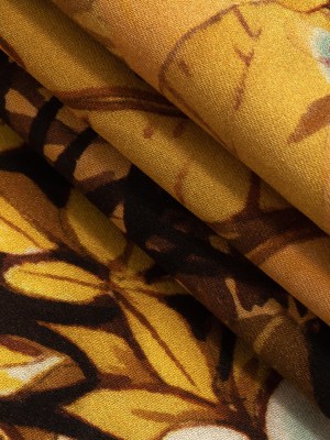 Stretch Cotton Sateen – Gold and Pink Flamingoes and Flowers – Toscana Print – Mood Exclusive Viso Collection Stretch Cotton Sateen – Gold and Pink Flamingoes and Flowers – Toscana Print – Mood Exclusive Viso Collection