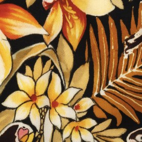 Stretch Cotton Sateen – Black and Gold Floral – Chiaroscuro Print – Mood Exclusive Viso Collection Stretch Cotton Sateen – Black and Gold Floral – Chiaroscuro Print – Mood Exclusive Viso Collection
