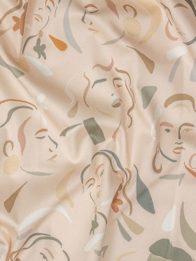 Stretch Cotton Sateen – Pink and Gray Faces – Le Muse Print – Mood Exclusive Viso Collection Stretch Cotton Sateen – Pink and Gray Faces – Le Muse Print – Mood Exclusive Viso Collection