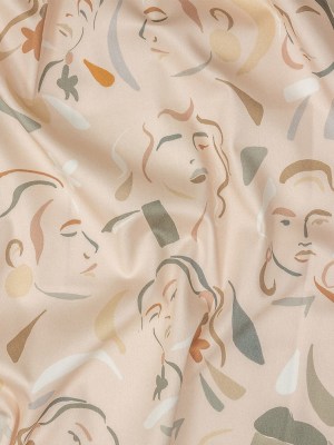 Stretch Cotton Sateen – Pink and Gray Faces – Le Muse Print – Mood Exclusive Viso Collection Stretch Cotton Sateen – Pink and Gray Faces – Le Muse Print – Mood Exclusive Viso Collection