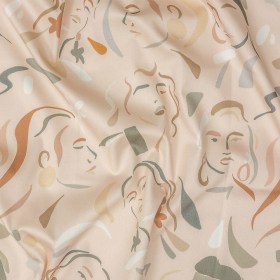 Stretch Cotton Sateen – Pink and Gray Faces – Le Muse Print – Mood Exclusive Viso Collection Stretch Cotton Sateen – Pink and Gray Faces – Le Muse Print – Mood Exclusive Viso Collection