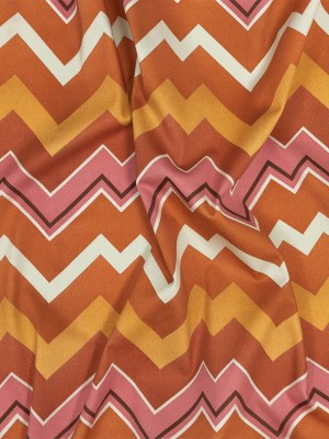 Stretch Cotton Sateen – Pink and Orange Zig Zags – Festa di Apollo Print – Mood Exclusive Viso Collection Stretch Cotton Sateen – Pink and Orange Zig Zags – Festa di Apollo Print – Mood Exclusive Viso Collection