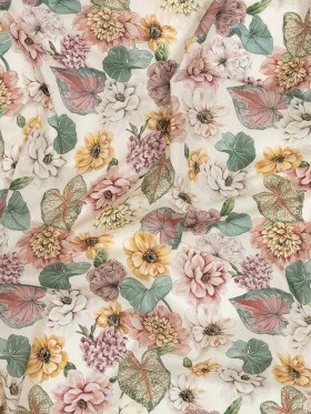 Cotton Voile – Soft Pink and Green Floral – Botticelli Print – Mood Exclusive Viso Collection Cotton Voile – Soft Pink and Green Floral – Botticelli Print – Mood Exclusive Viso Collection