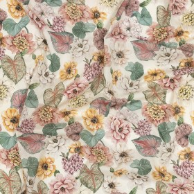 Cotton Voile – Soft Pink and Green Floral – Botticelli Print – Mood Exclusive Viso Collection Cotton Voile – Soft Pink and Green Floral – Botticelli Print – Mood Exclusive Viso Collection