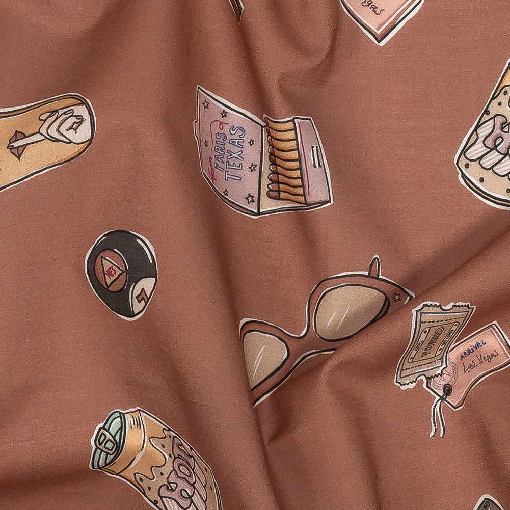 Cotton Voile – Rosy Pink Object Icons – La Sera Print – Mood Exclusive Viso Collection Cotton Voile – Rosy Pink Object Icons – La Sera Print – Mood Exclusive Viso Collection