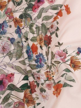 Cotton Voile – Pink and Multicolor Floral Border – Adagio Print – Mood Exclusive Viso Collection Cotton Voile – Pink and Multicolor Floral Border – Adagio Print – Mood Exclusive Viso Collection