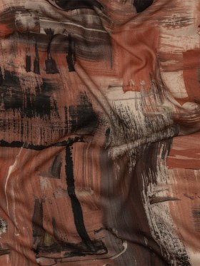 Rayon Challis – Pink and Gray Brushstrokes – Brush With Danger Print – Mood Exclusive Rio Collection Rayon Challis – Pink and Gray Brushstrokes – Brush With Danger Print – Mood Exclusive Rio Collection