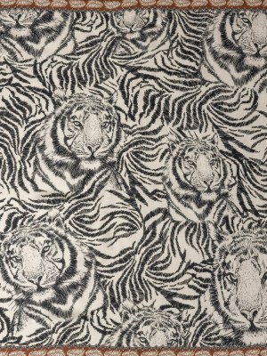 Rayon Challis Panel – Black and White Tigers – Smiling Peril Print – Mood Exclusive Rio Collection Rayon Challis Panel – Black and White Tigers – Smiling Peril Print – Mood Exclusive Rio Collection