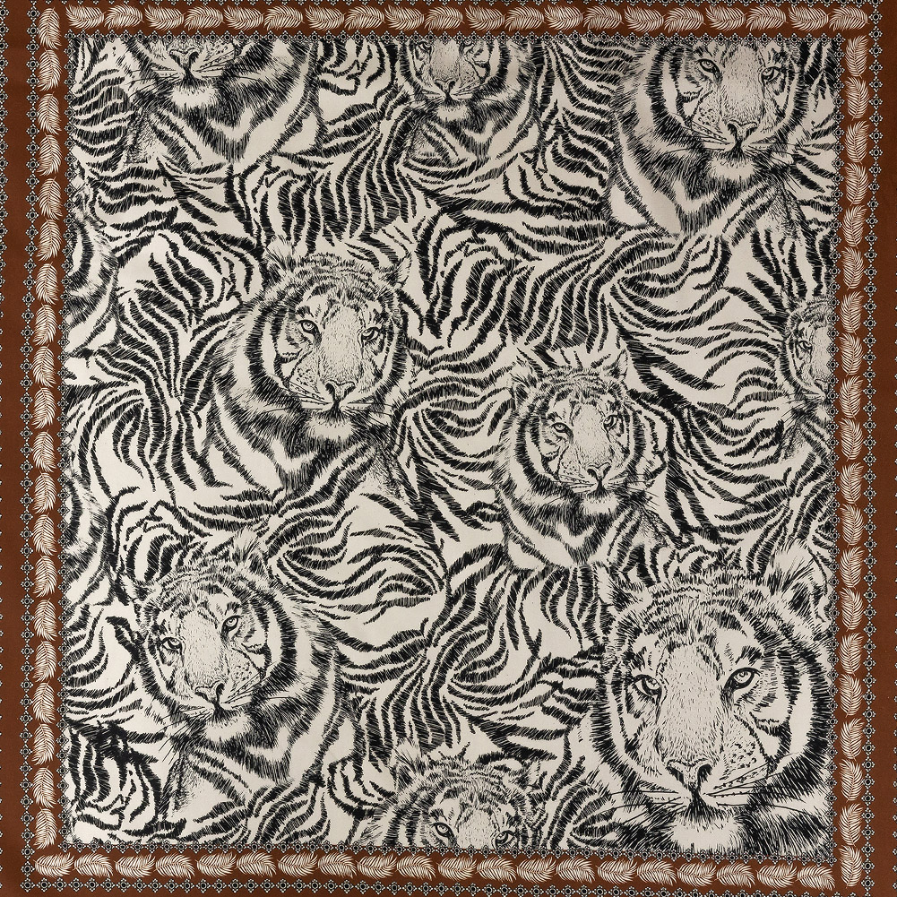 Stretch Cotton Sateen Panel – Black and White Tigers – Smiling Peril Print – Mood Exclusive Rio Collection Stretch Cotton Sateen Panel – Black and White Tigers – Smiling Peril Print – Mood Exclusive Rio Collection