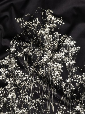 Stretch Cotton Sateen Panel – White and Black Flowering Branches – Ghost Light Growth Print – Mood Exclusive Twilight Collection Stretch Cotton Sateen Panel – White and Black Flowering Branches – Ghost Light Growth Print – Mood Exclusive Twilight Collection