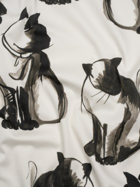 Stretch Cotton Sateen – Inky Cats – Feline Phantasm Print – Mood Exclusive Twilight Collection Stretch Cotton Sateen – Inky Cats – Feline Phantasm Print – Mood Exclusive Twilight Collection