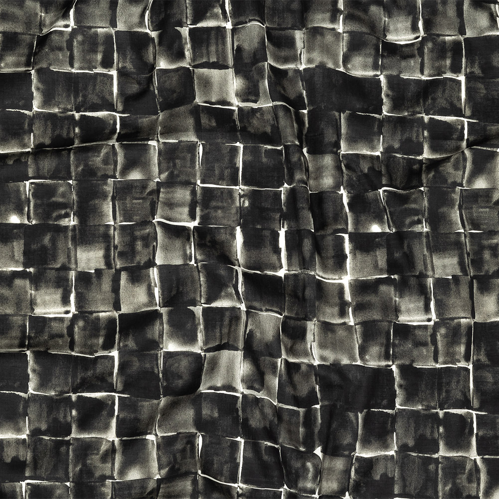 Cotton Voile – Gray Painted Squares – Haunted Blocks Print – Mood Exclusive Twilight Collection Cotton Voile – Gray Painted Squares – Haunted Blocks Print – Mood Exclusive Twilight Collection