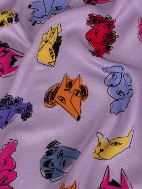 Rayon Challis – Lilac and Rainbow Dog Doodles – TREATS Print – Mood Exclusive Sugar Collection Rayon Challis – Lilac and Rainbow Dog Doodles – TREATS Print – Mood Exclusive Sugar Collection